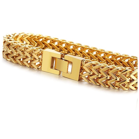 Stainless Steel 12MM Two-Strand Chain Bracelet - Picture 3 of 6